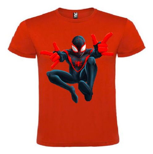 Polera Color Algodón 100% Niños Miles Morales