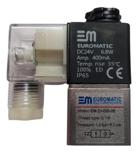 Electrovalvula Solenoide Neumatica 2/2 Rosca 1/8 Con Bobina 