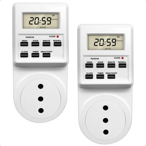 Pack X2 Enchufe Temporizador  Timer Digital Programable