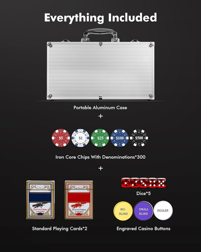 Premium Classic Poker Chip Set 300pcs Con Número De...