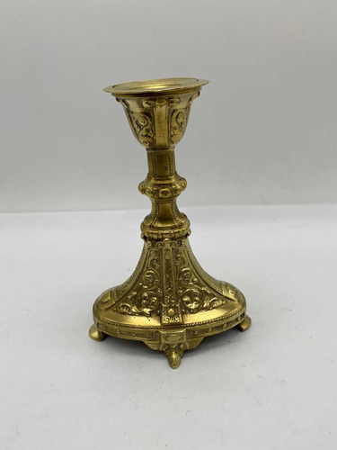 Candelabro Bronce Base Flores X 19 Cm