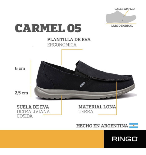 Imagen 5 de 9 de Mocasin Lona Pancha Hombre Ringo Active Carmel