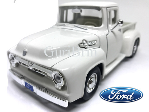Miniatura Ford F100 1956 Branco Gelo  Pickup  1:24 - Ferro