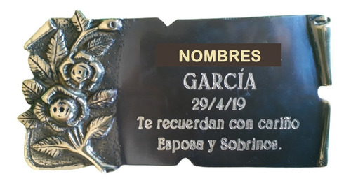 Placas Funerarias De Bronce N° 6  Rosita 20 Cm X 11 Cm