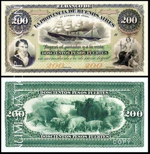 Billete 200 Pesos Fuertes Buenos Aires 1869 - Copia 510