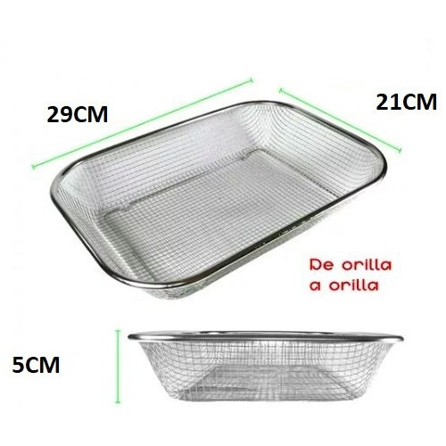 Colador Cocina Acero Inoxidable Rectangular Malla Multiusos