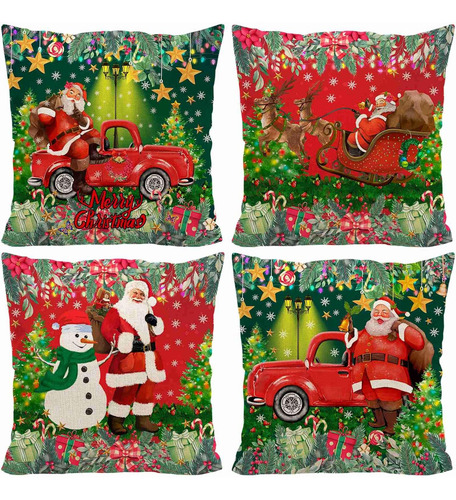 Fundas De Almohada De Navidad, Camión Rojo Papá Noel ...