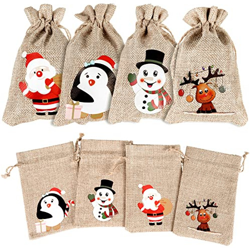 Bolsas De Yute De Navidad, 36 Unidades, Bolsitas De Reg...