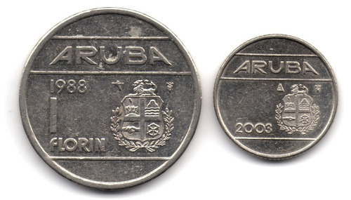 Aruba 10 Cents 2003 Y 1 Florín 1988
