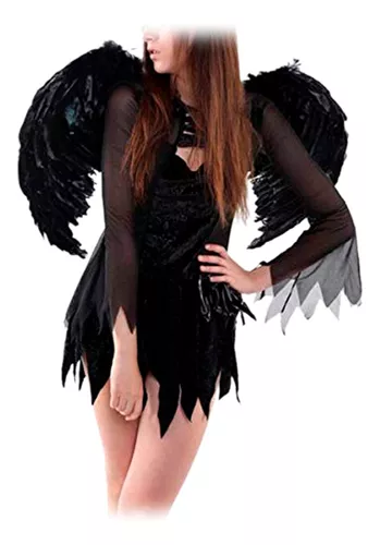 Tradineur - Alas de ángel con plumas y tirantes elásticos, complemento para  disfraz de Halloween, carnaval, cosplay, fiestas, na