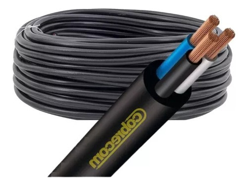 Cabo 3 Vias 6mm Para Equipamentos De Refrigeração 1kv 95 Mts Cor Preto