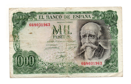 España Billete 1000 Pesetas Año 1971 P#154 Echegaray