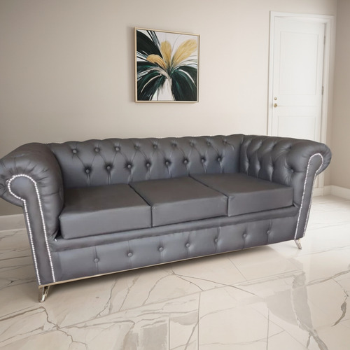 Sillón Chester Negro 3 Cuerpos Negro Liso