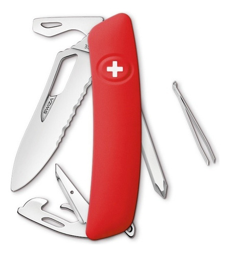 Navaja Single Hand Sh04 Tr Swiza Acero C/ 12 Funciones Color Rojo