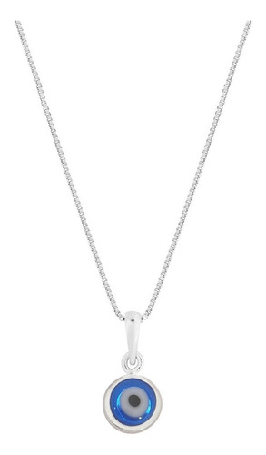 Corrente De Prata Com Pingente Mini Olho Grego Prata 925 Cor Prateado