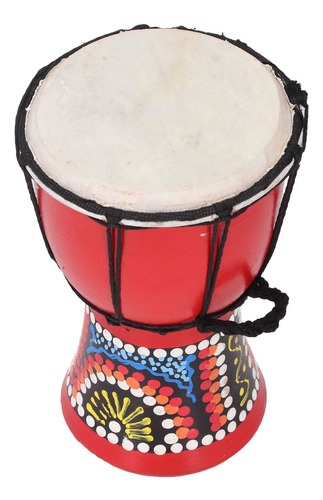 Tambor Africano De 4 Pulgadas, Color Rojo, Estampado Clásico