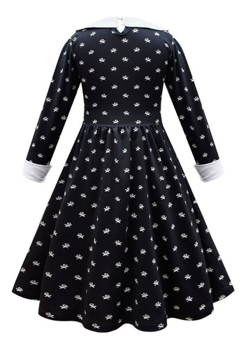 Fantasia Wandinha Addams Halloween Vestido + Bolsa + Peruca
