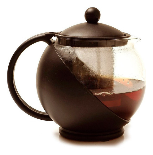 Tetera De Vidrio Con Filtro Infusor De Acero Inox De 750 Ml Color Negro