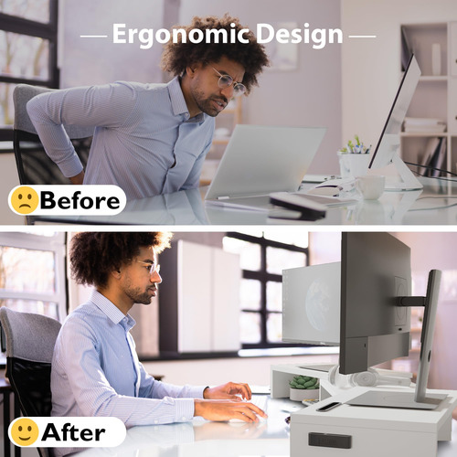 Bontec Soporte Elevador De Doble Monitor Con Soporte Para Sm