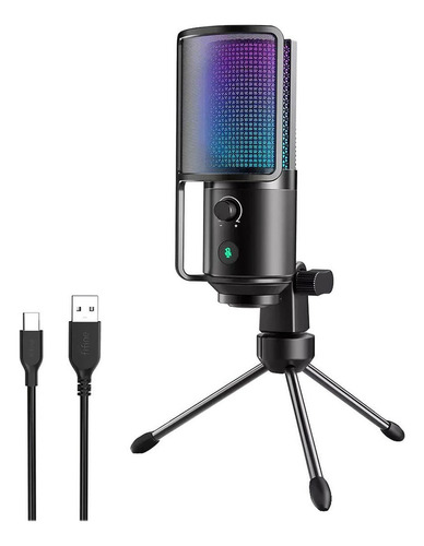 Microfone Fifine K669 Pro 3 com suporte USB, cor preta