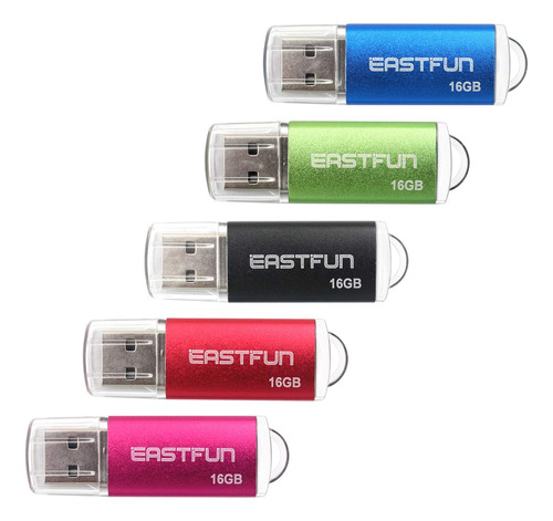 Eastfun Paquete De 5 Unidades De Memoria Usb 2.0 De 16 Gb, U