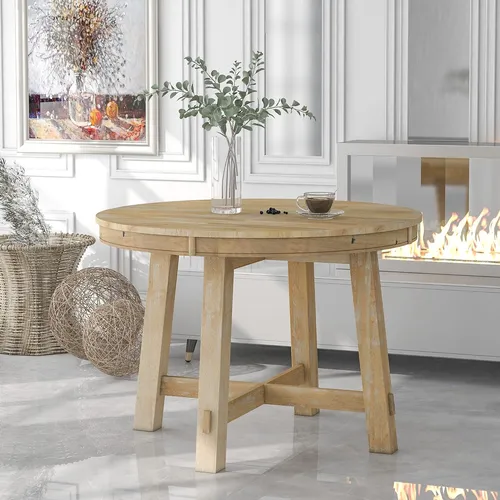 Mesa De Comedor Redonda Lumisol Con Hoja Extensible 42-58