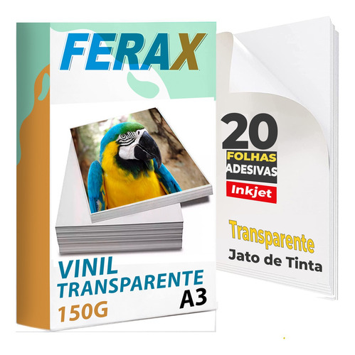 20 Vinil Adesivo Transparente A3 - Impressora Jato De Tinta