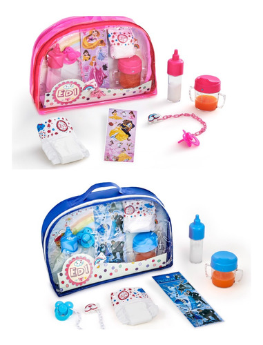 Kits Mamadeira Magica Fralda Para Boneca Combo Azul E Rosa 