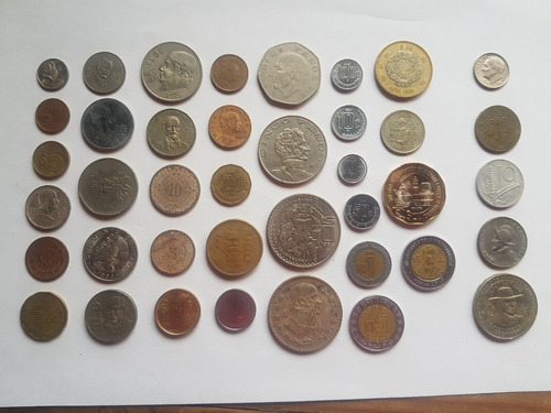 Paquete De Monedas Mexicanas Varias (33 Piezas Y 5 Extranjer