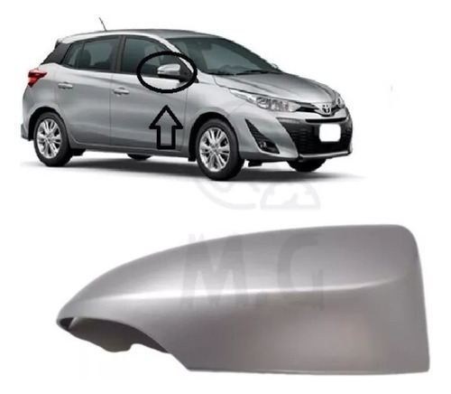 Capa Retrovisor Yaris Para Pisca Original Prata Lado Direito