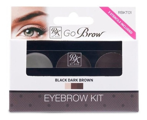 Kit Sobrancelhas Eyebrow Go Brow Rk By Kiss Rbkt01br Cor Black Dark Brown