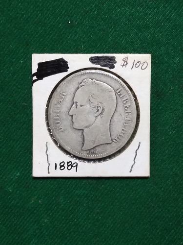 Moneda Venezolana De Plata. Fuerte De 1889 (Usado)