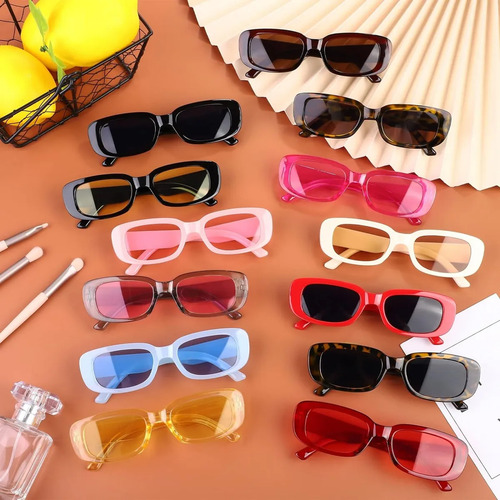 5 Piezas Gafas De Sol Rectangulares Estilo Vintage, Mayoreo Rectangular Varios Diferente Variado