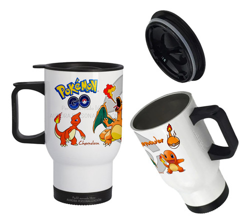 Mug Vaso Termico Viajero Para Carro Pokemon 02