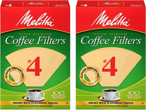 Melitta Coffee Filters #4, 2 Packs Of 100 C/u Filters