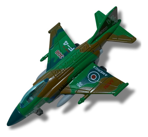 Avião Militar Brinquedo Miniatura Jato Caça F-15 Luz Fricção Cor Verde-escuro