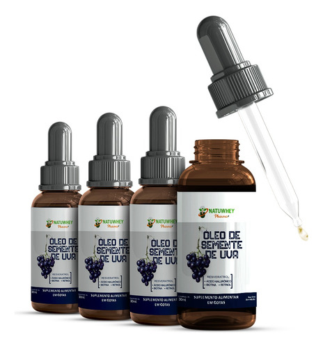Resveratrol + Ác. Hialuronico + Biotina + Retinol 4 Frasco Sabor