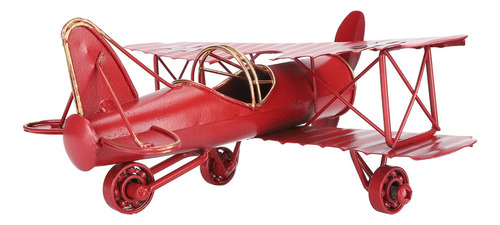 Ornamento Avión Hierro Modelo Avión Rojo Vintage Biplano
