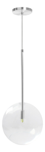 Kit 3 Pendente Lux Escovado Globo Vidro Cristal 25cm + Led