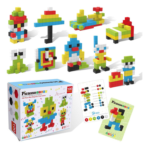 Picassotiles Cubo De Píxeles Magnéticos De 0.5 Pulgadas, Rom