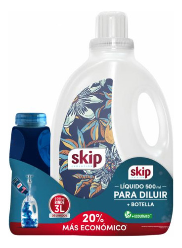 Detergente Skip Ropa Diluible 500ml+ Botella