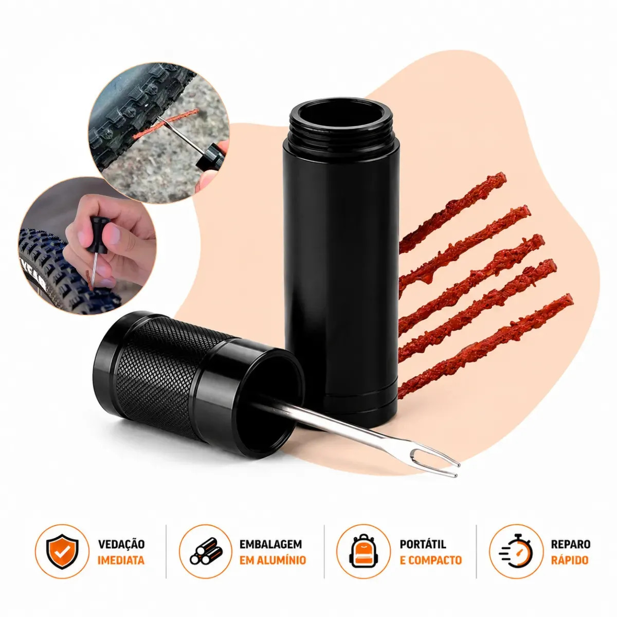 Estojo Kit Ferramenta Bicicleta Reparo Conserto Pneu Macarrão Tubeless Sem Câmera Bike Mtb Remendos