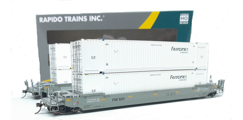 Ferromex Husky-stack Well Car 53', 2 Rapido Y Contenedores