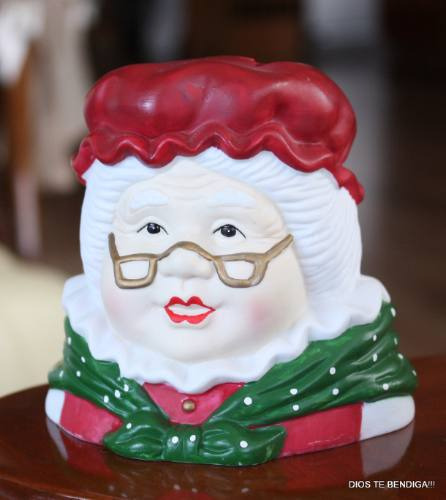 Portavela Ceramica Adorno Navidad Señora Noel