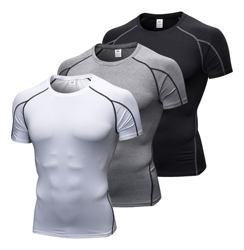 Pack 3 Camisetas Hombre Secado Rápido Fitness Deportivas Man