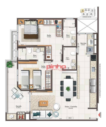 Imagem 19 de 23 de Apartamento Com 3 Dormitórios À Venda, 108 M² Por R$ 785.222,00 - Campinas - São José/sc - Ap0058