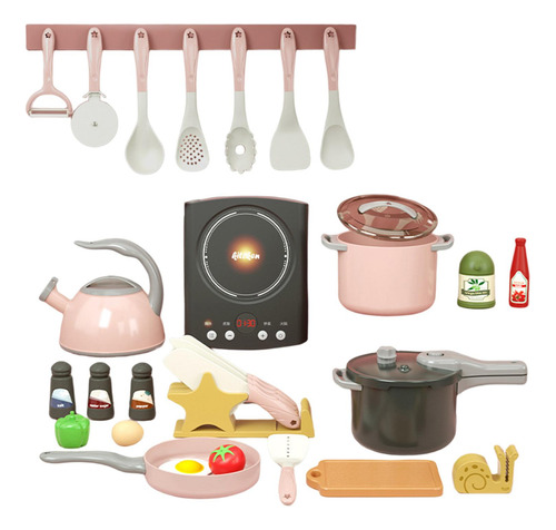 Kids Pretend Kitchen Simulación Accesorios 31 Piezas Rosa