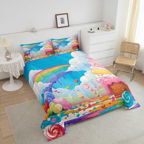 Juego De Ropa De Cama De Colores De Caramelo, Juego De Edred