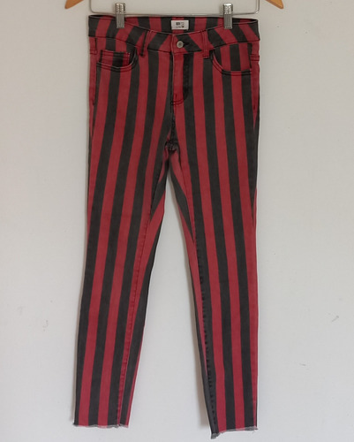 Pantalon Talla 14 Marca Elv, Jean Rayas Rojo Y Negro