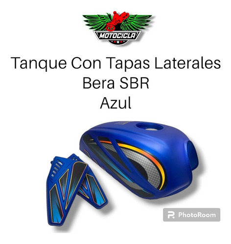 Tanque Con Tapas Laterales Moto Bera Sbr Azul 